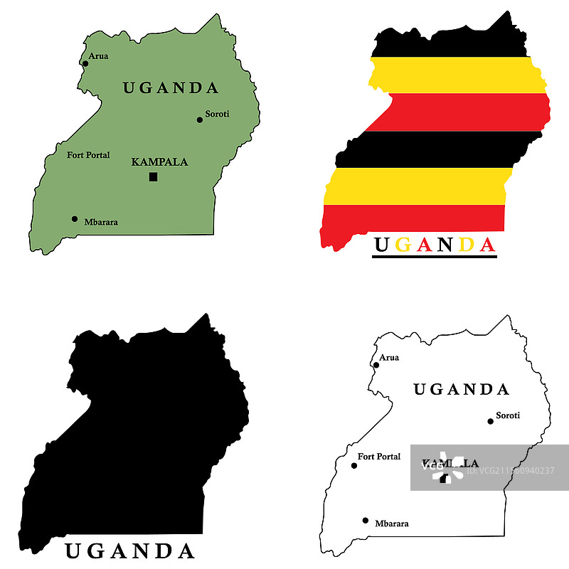 乌干达国家地图图片素材