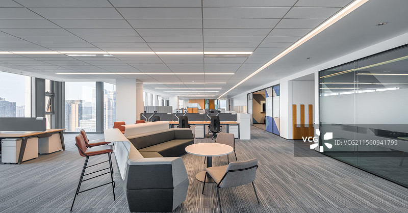 装修时尚现代的办公室样板间，室内，办公室，会议室，样板间，装修设计图片素材