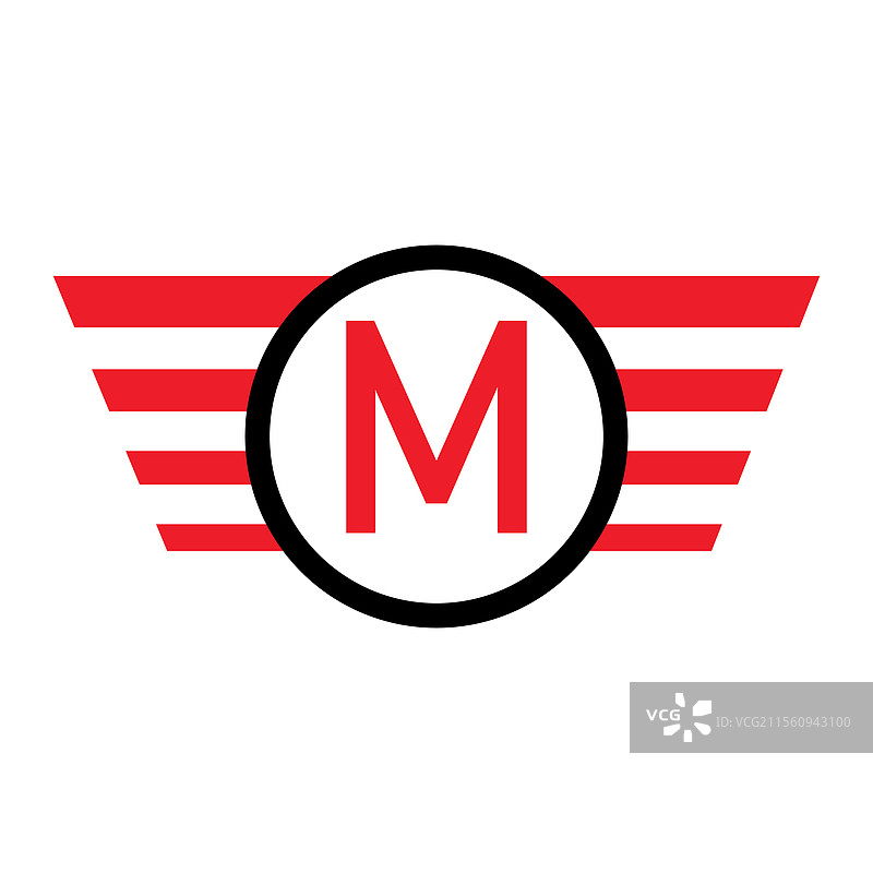 字母M上的翅膀标志，交通运输符号图片素材