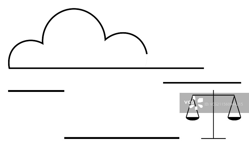 云朵和天平象征着平衡与正义图片素材
