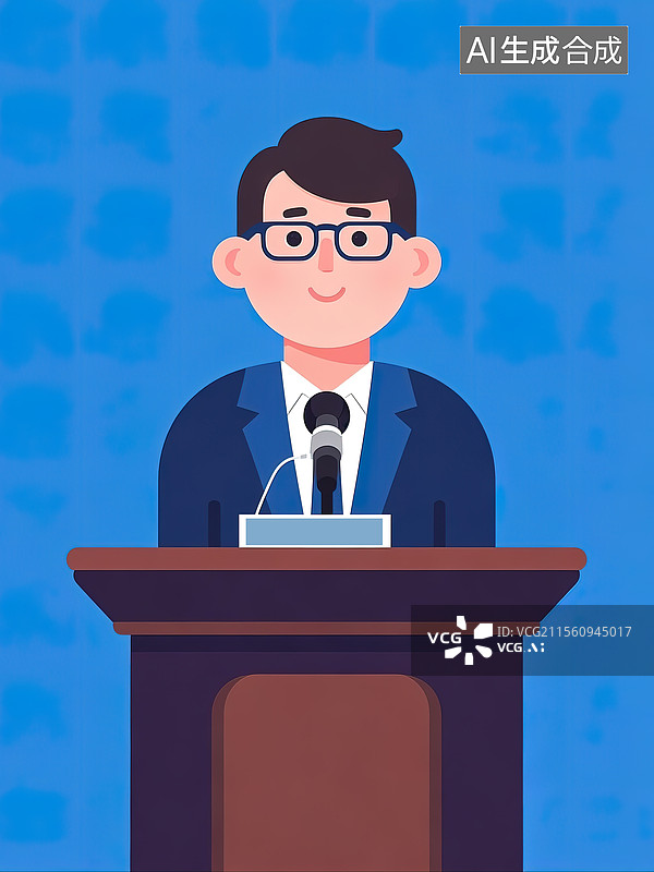 【AI数字艺术】新闻发言人卡通插画图片素材