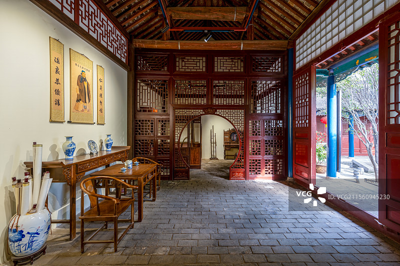 中国河南省平顶山市叶县县衙知县宅内部场景图片素材