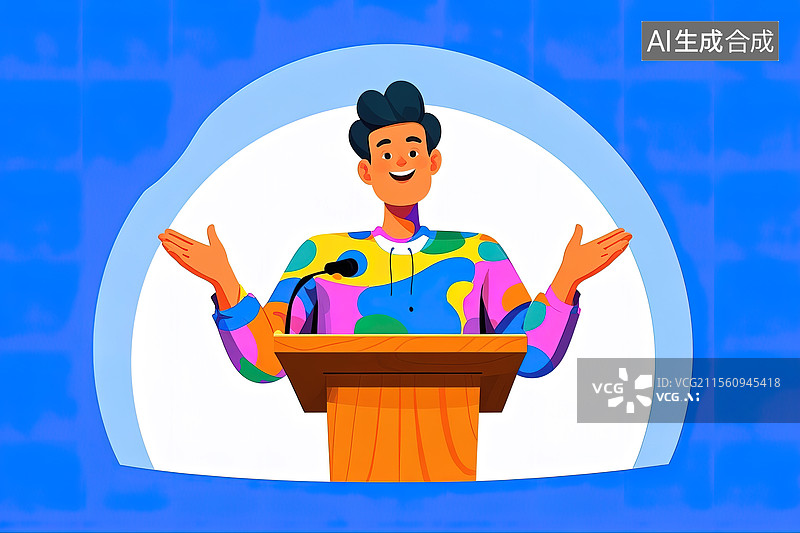 【AI数字艺术】学生会干部在会议上演讲发言图片素材