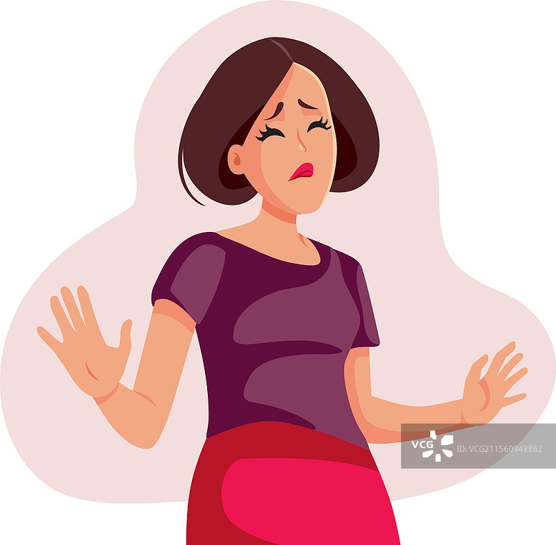 感到厌恶和反感的卡通女性图片素材