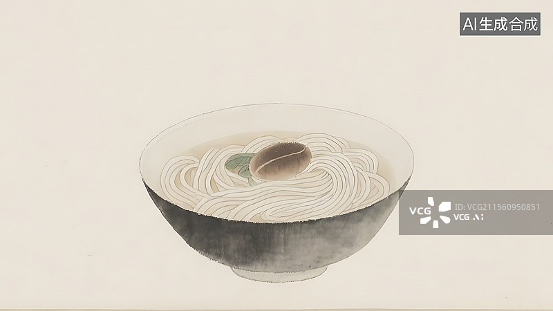 【AI数字艺术】水墨画传统面食一碗面条常规图片素材