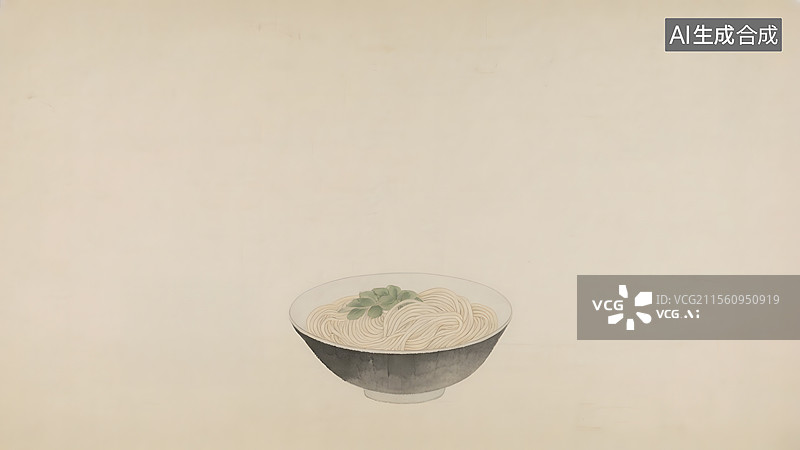 【AI数字艺术】水墨画一碗面条居下图片素材