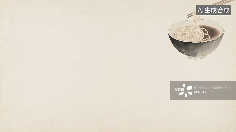 【AI数字艺术】水墨画一碗面条右上图片素材
