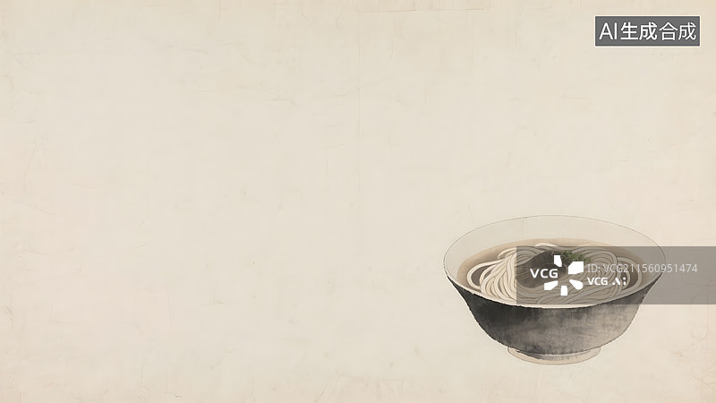 【AI数字艺术】水墨画一碗面条右下图片素材