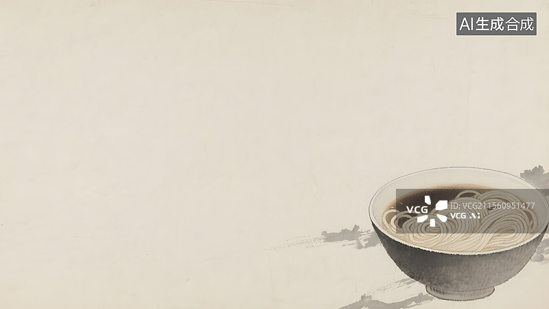 【AI数字艺术】水墨画一碗面条右下图片素材
