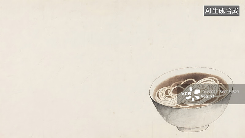 【AI数字艺术】水墨画一碗面条右下图片素材