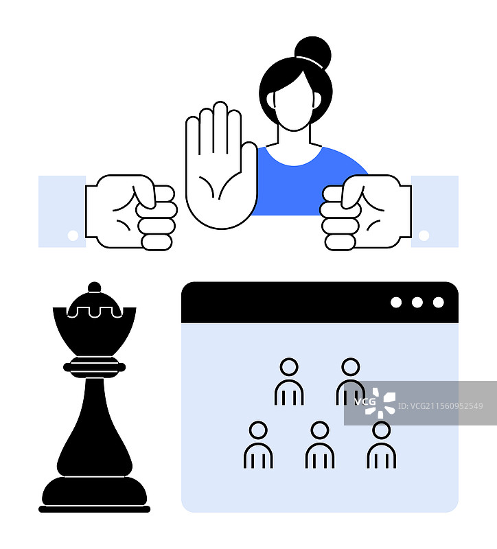 女人用举起的手阻止对抗图片素材