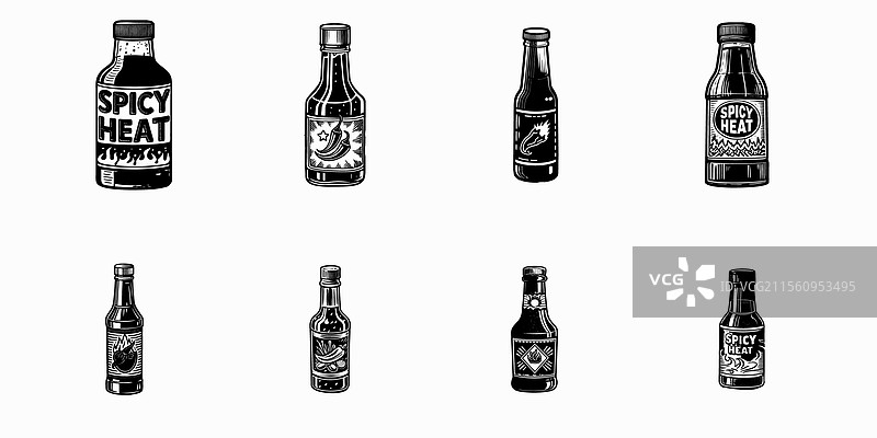 黑白色的辣椒酱瓶图片素材