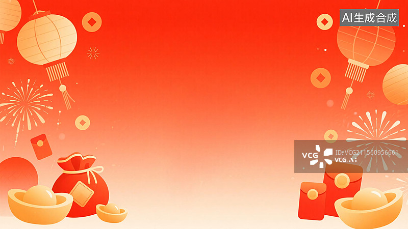 【AI数字艺术】2D卡通春节新年插画背景两侧图片素材