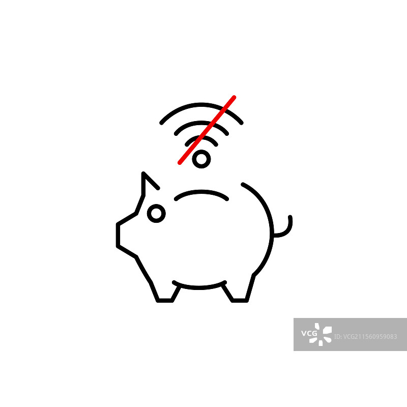 没有Wi-Fi和储蓄罐离线储蓄财务图片素材