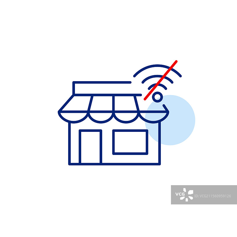 商店门面和无Wi-Fi符号的离线购物图片素材
