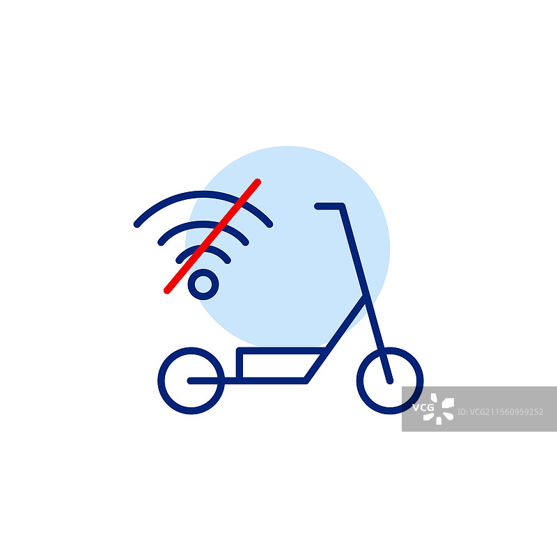 电动滑板车和无Wi-Fi符号的离线驾驶图片素材