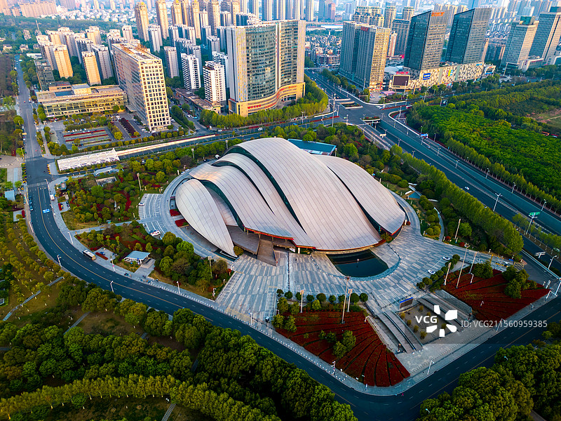 合肥政务区合肥大剧院航拍图片素材