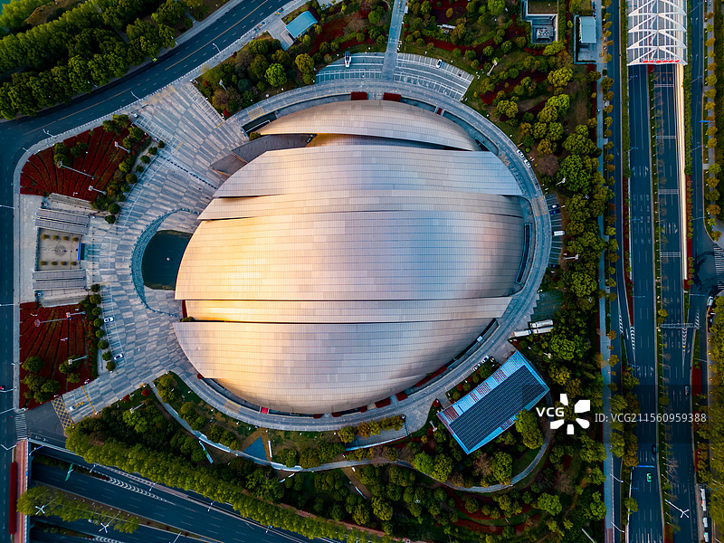 合肥政务区合肥大剧院航拍图片素材
