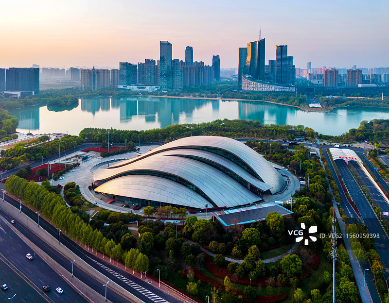 合肥政务区合肥大剧院航拍图片素材