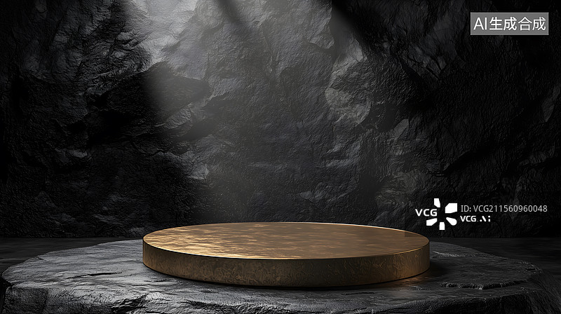 【AI数字艺术】光影金色产品展台图片素材