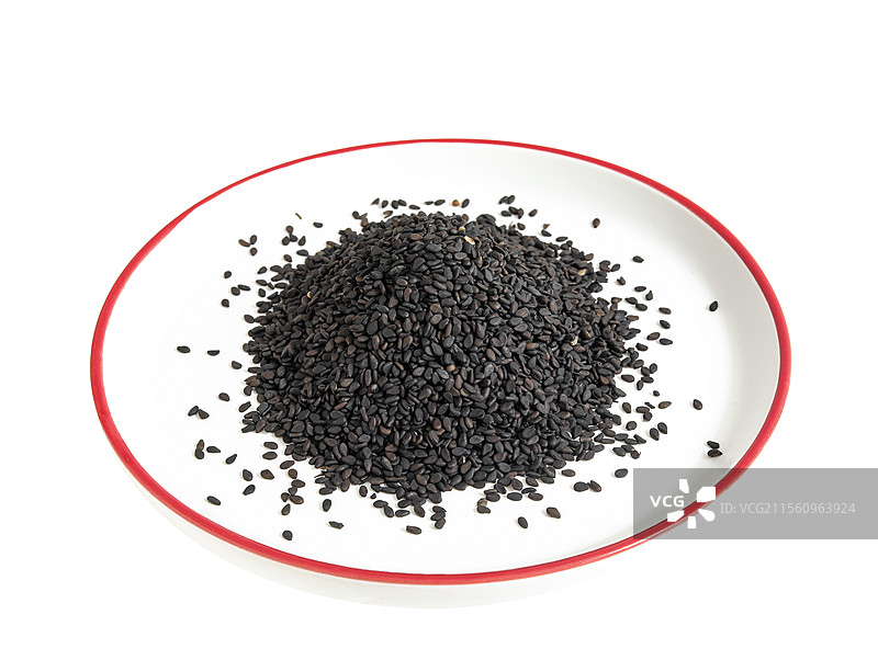 一盘子美食黑芝麻的白底图图片素材