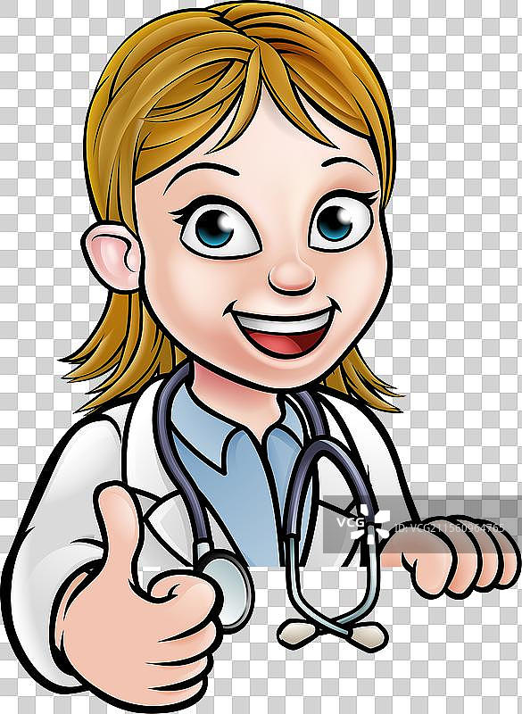 医生卡通角色竖起大拇指图片素材