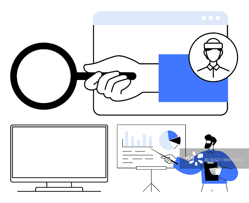 商业分析师在演示文稿上审查数据图片素材