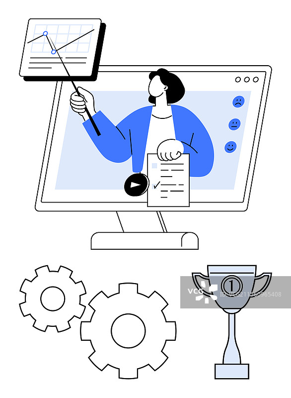 商务专业人士在显示器上展示数据图片素材