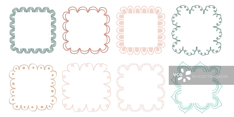 手绘蕾丝波浪边框 方形 圆形图片素材