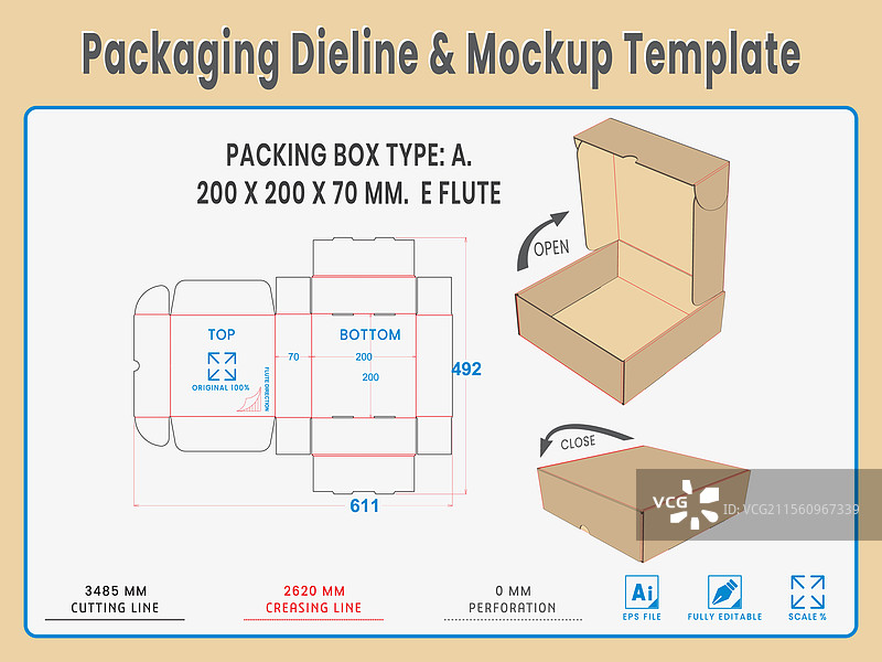 包装模切线和样机模板图片素材