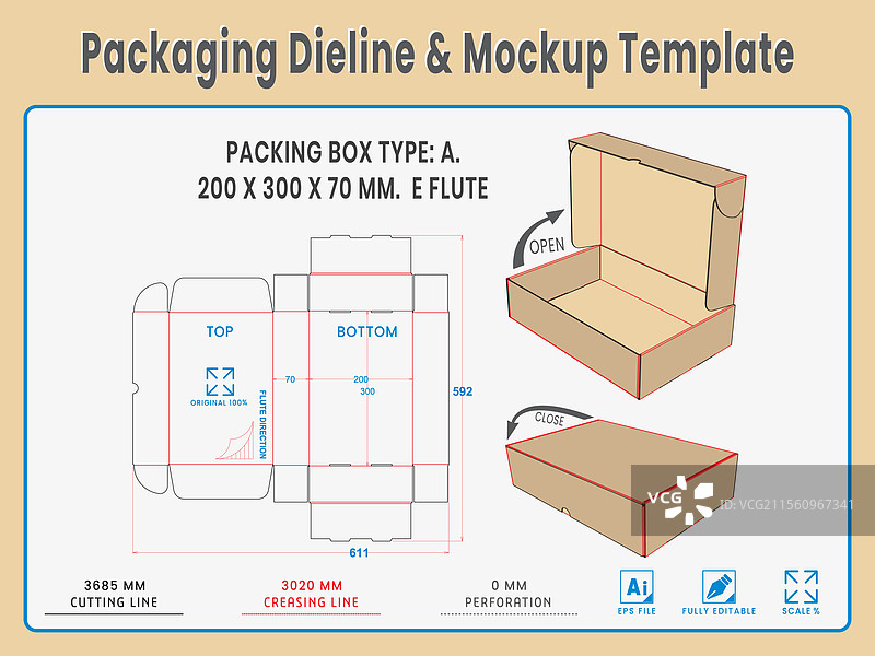包装模切线和样机模板图片素材