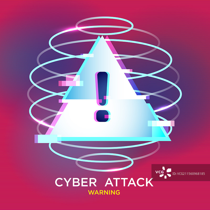 发光三角形的网络攻击警告图片素材