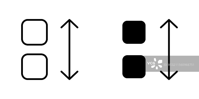 应用程序排序图标的线条图和黑色实心图标图片素材