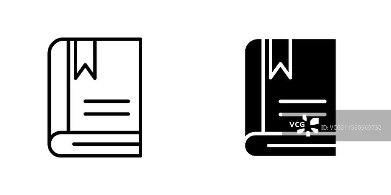 书签图标，线条风格和黑色实心图片素材