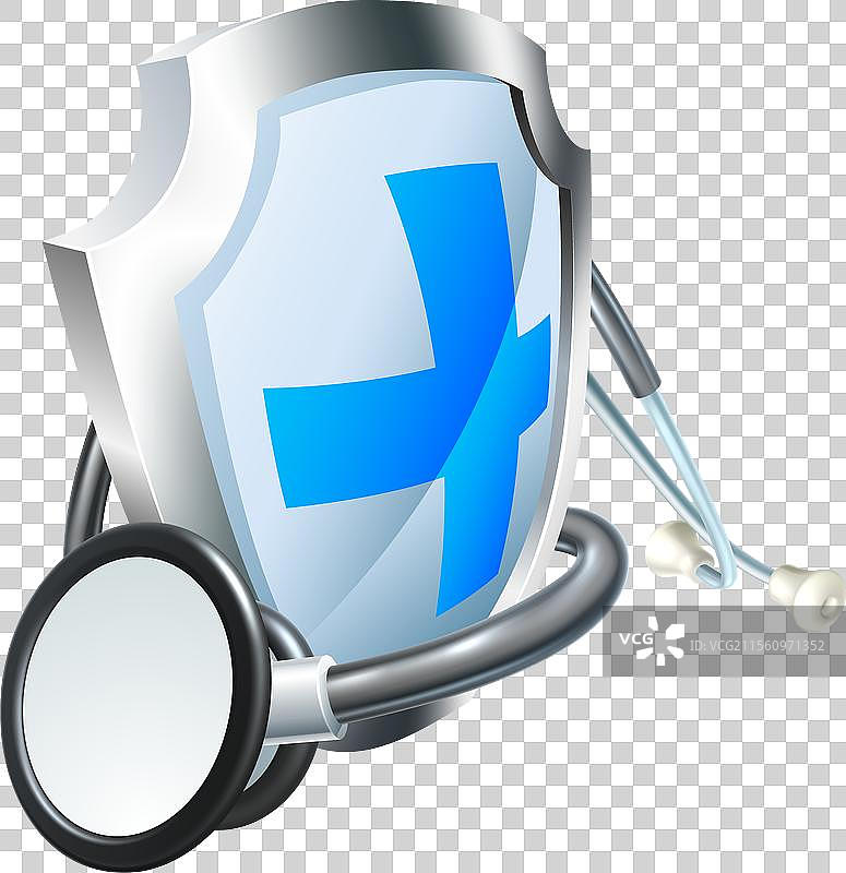 医疗概念：盾牌与听诊器图片素材