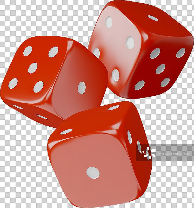 三个游戏骰子掉落的逼真3D图标图片素材