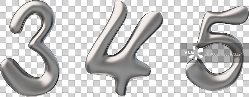 3D Y2K风格的数字图标 3 4 5图片素材