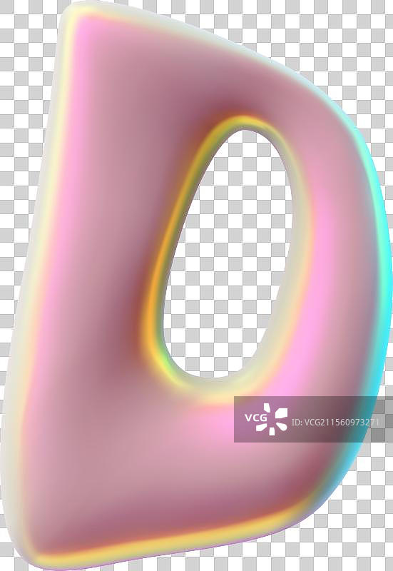 3D 光滑塑料粉色字母 D 液态表面图片素材