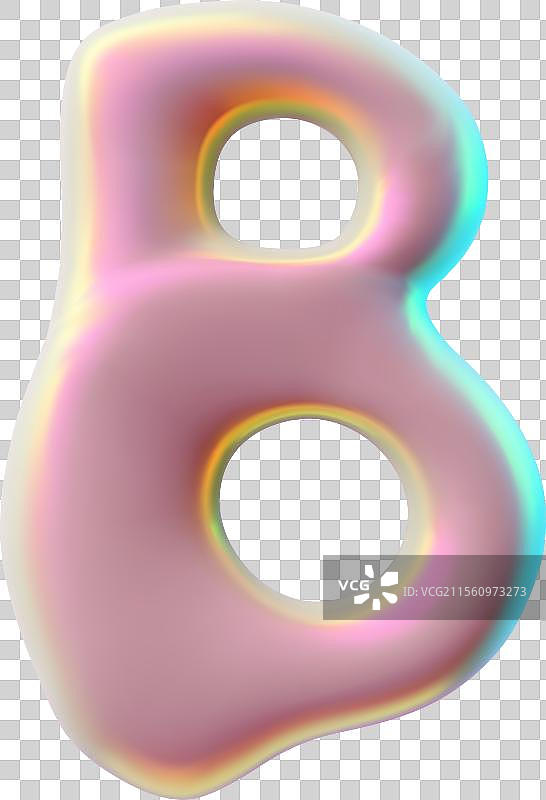 Y2K风格的金属字母B 3D图标图片素材