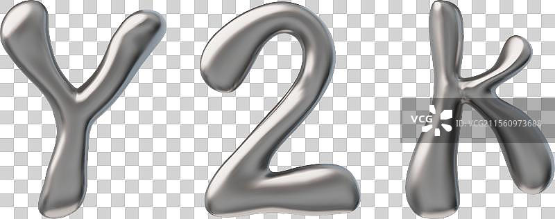 3D光泽银色大写字母Y2K液体图片素材