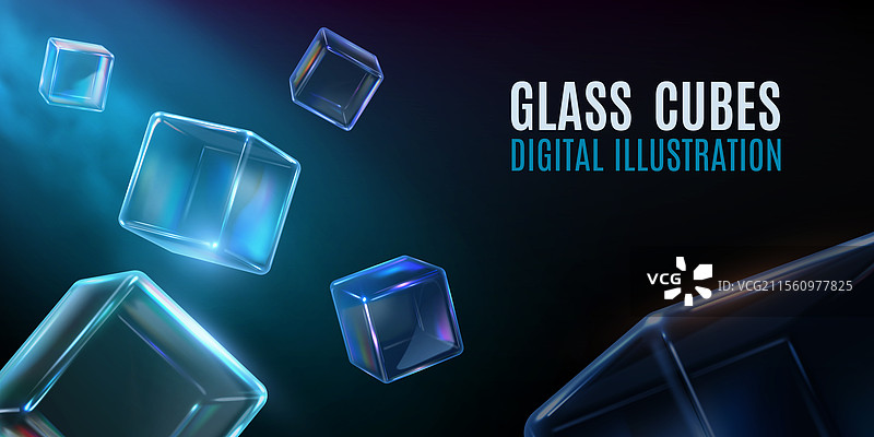 3D玻璃立方体图标集图片素材