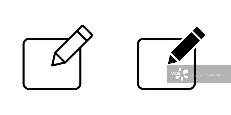 编辑图标的线条和黑色实心图标图片素材