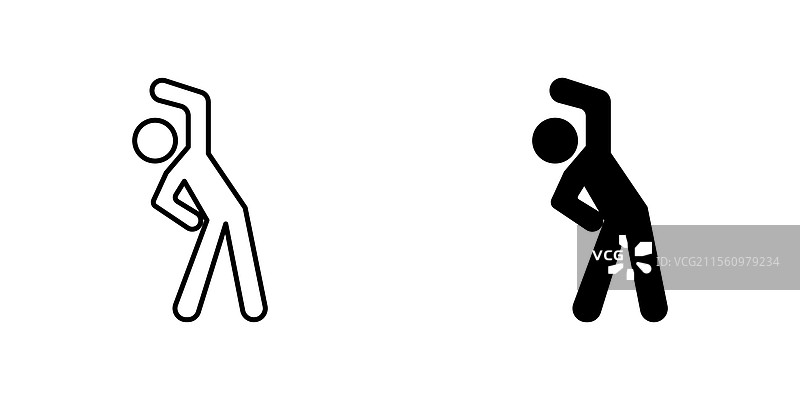 健身运动图标，线条风格，黑色图片素材