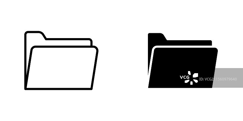 文件夹图标的线条和黑色实心图标图片素材