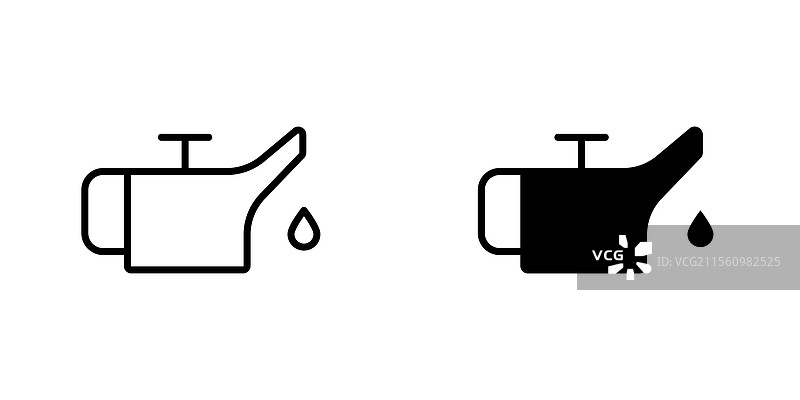 油罐图标，线条风格和黑色实心图标图片素材