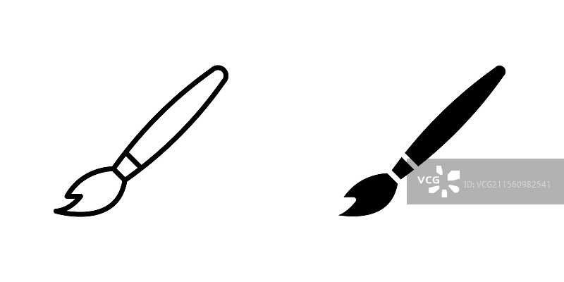 画笔图标，线条和黑色实心部分图片素材