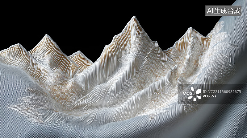 【AI数字艺术】中国风传统手工艺刺绣山水风光扁平图案插画图片素材