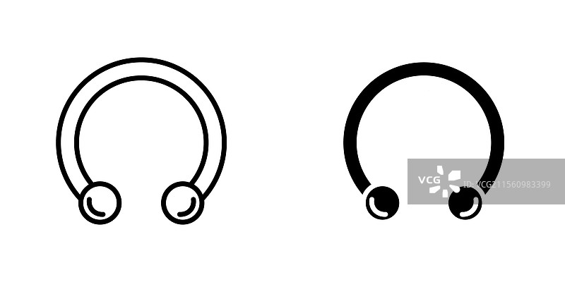 穿孔图标的线条和黑色实心图标图片素材