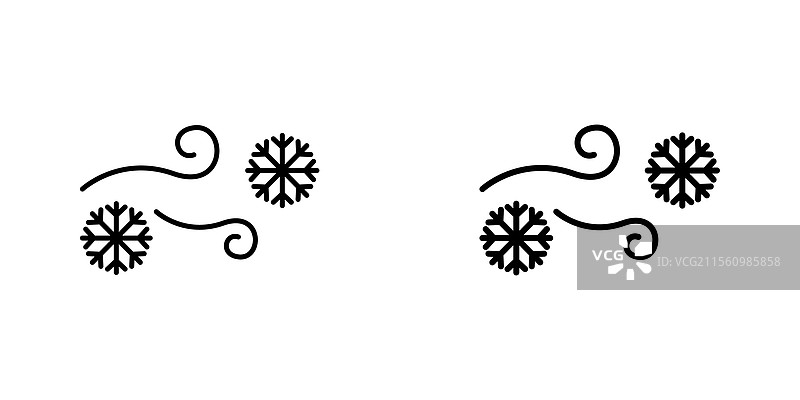 雪花飘落图标，线条和黑色实心设计图片素材