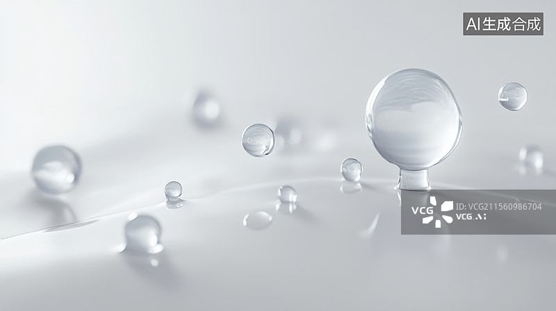 【AI数字艺术】蓝色透明水泡泡图片素材